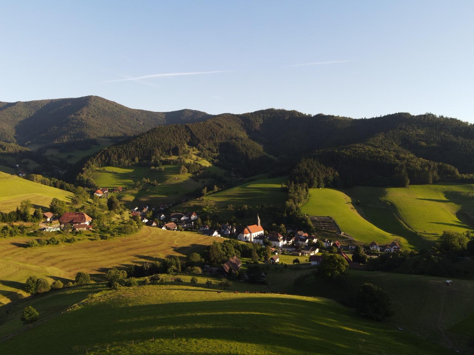 Sanfte Hügel und Wälder rund um Yach